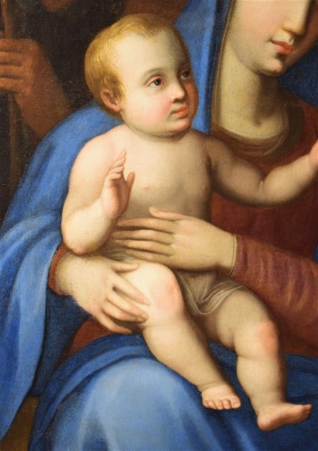 XVIIe siècle - Sainte Famille avec Sainte Anne, atelier G.B.Salvi (1609-1685)